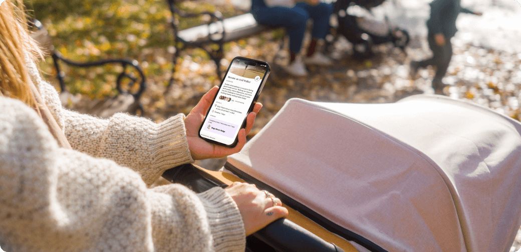 Woman browsing challenges on walk