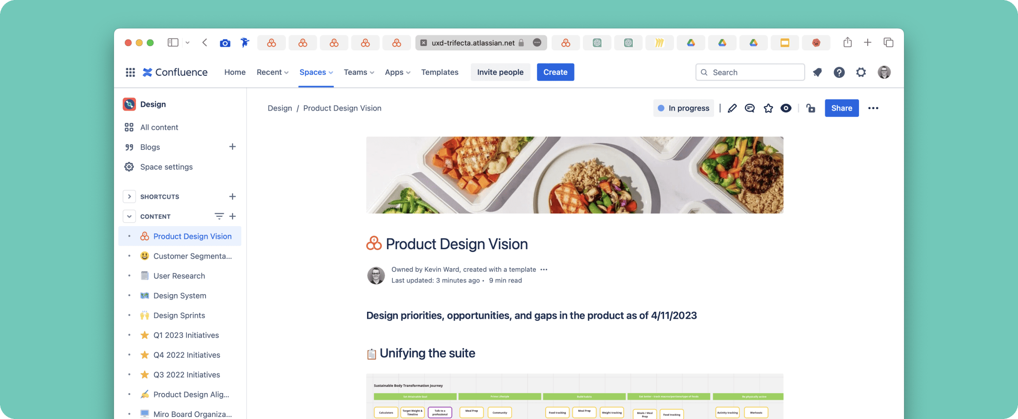 Product design vision doc in Confluence