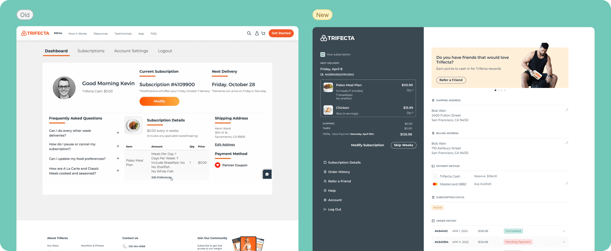 Old vs new Trifecta dashboard