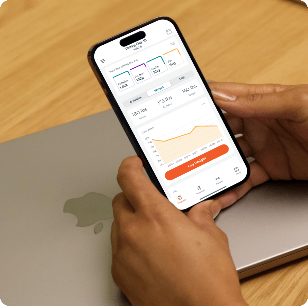 Weight tracking Trifecta app screen